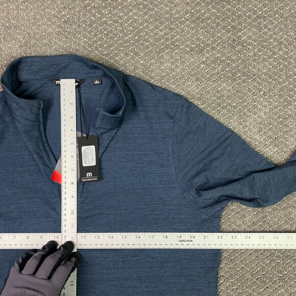 Travis Mathew Havasu 1/4 Zip Pullover Men's Large Indigo Black Golf Performance - Picture 11 of 13